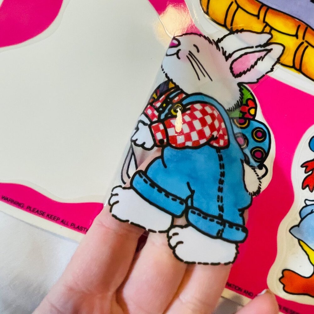 Vintage Easter Reusable Clings Featuring Bunnies & Chicks Color Clings Window - Picture 9 of 9